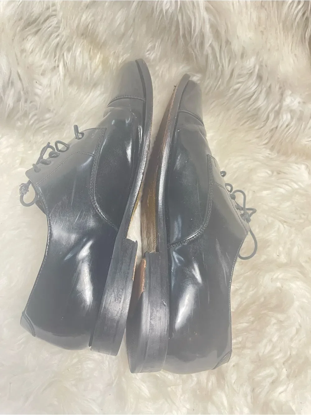 Cole Haan Black Leather Cap-Toe Oxfords